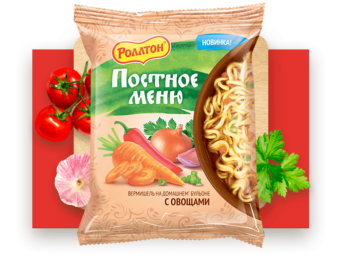 

Вермишель Роллтон Постное меню с овощами быстрого приготовления 60 г