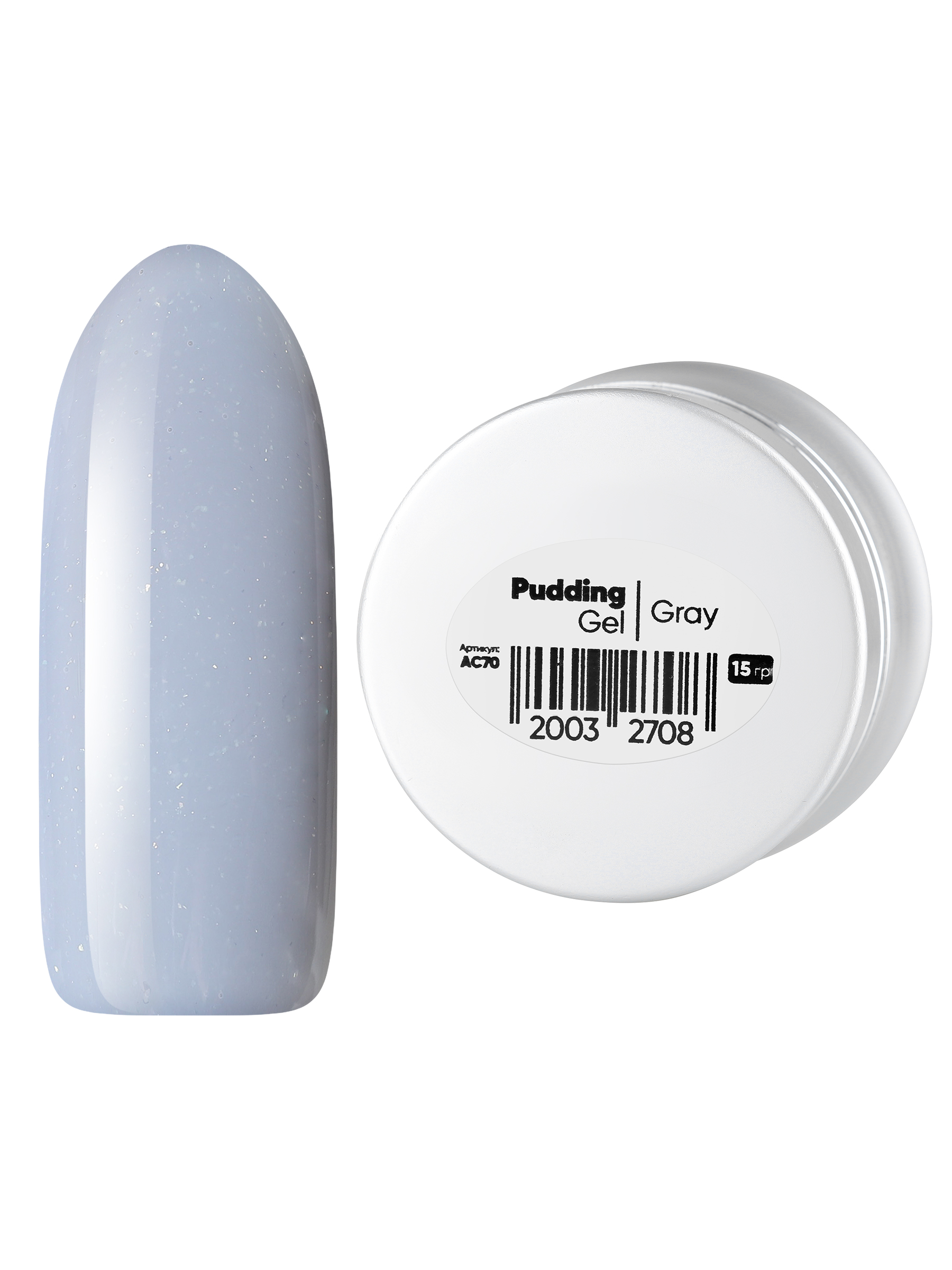 

Гель Patrisa Nail с микроблеском Pudding Gray, 15 г