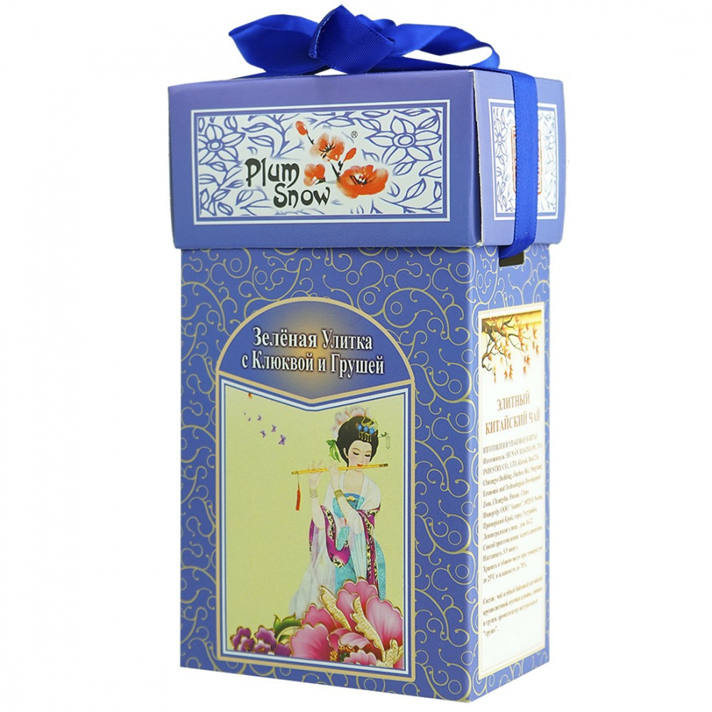 

Чай Plum Snow "Зелёная Улитка с Клюквой и Грушей", зелёный листовой, 100 гр