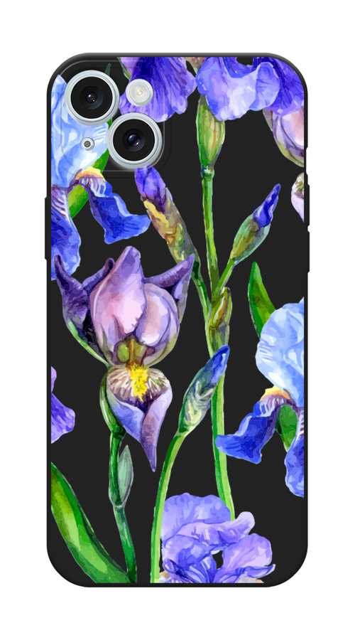 

Чехол Awog на Apple iPhone 15 Plus "Синие ирисы", Фиолетовый;голубой;зеленый, 15652-1