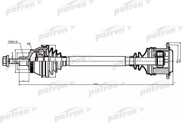 

Полуось прав AUDI: A6, A6 QUATTRO 2.7, 3.0, A8, A8 QUATTRO, S8 98-04 PATRON PDS9038