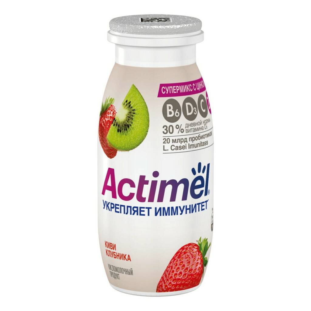 Кисломолочный напиток Actimel киви-клубника 1,5% БЗМЖ 95 мл
