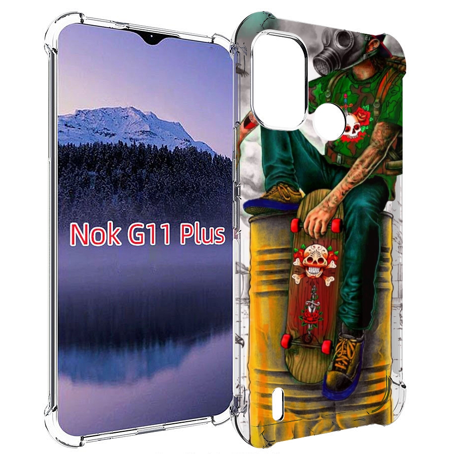 

Чехол MyPads скейтер в противогазе для Nokia G11 Plus, Прозрачный, Tocco