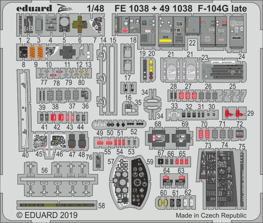 

Фототравление Eduard 491038 F-104G поздняя версия 1/48, Цветной