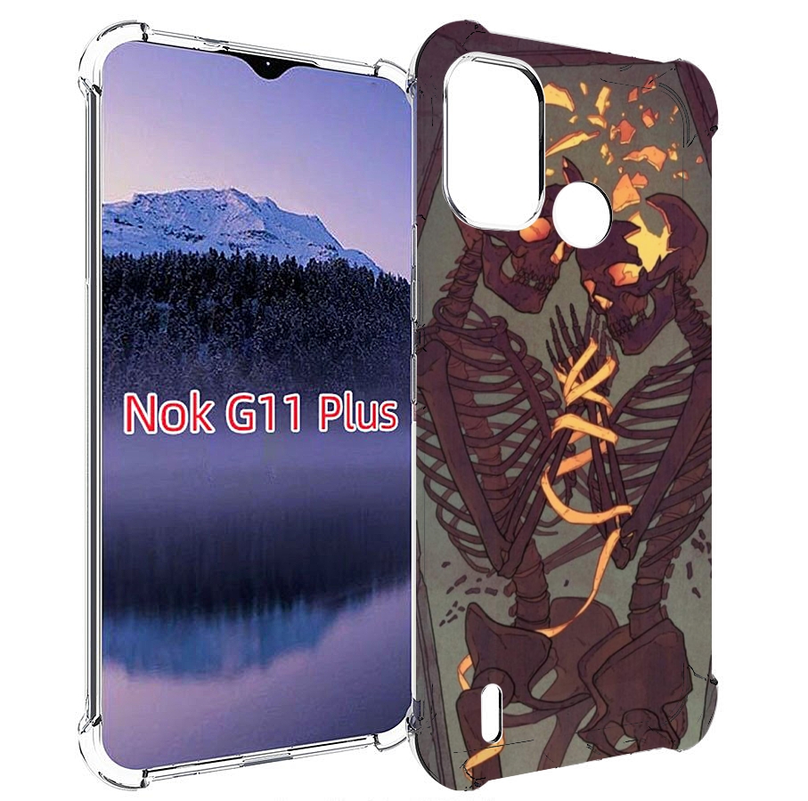 Чехол MyPads скелеты в гробу для Nokia G11 Plus