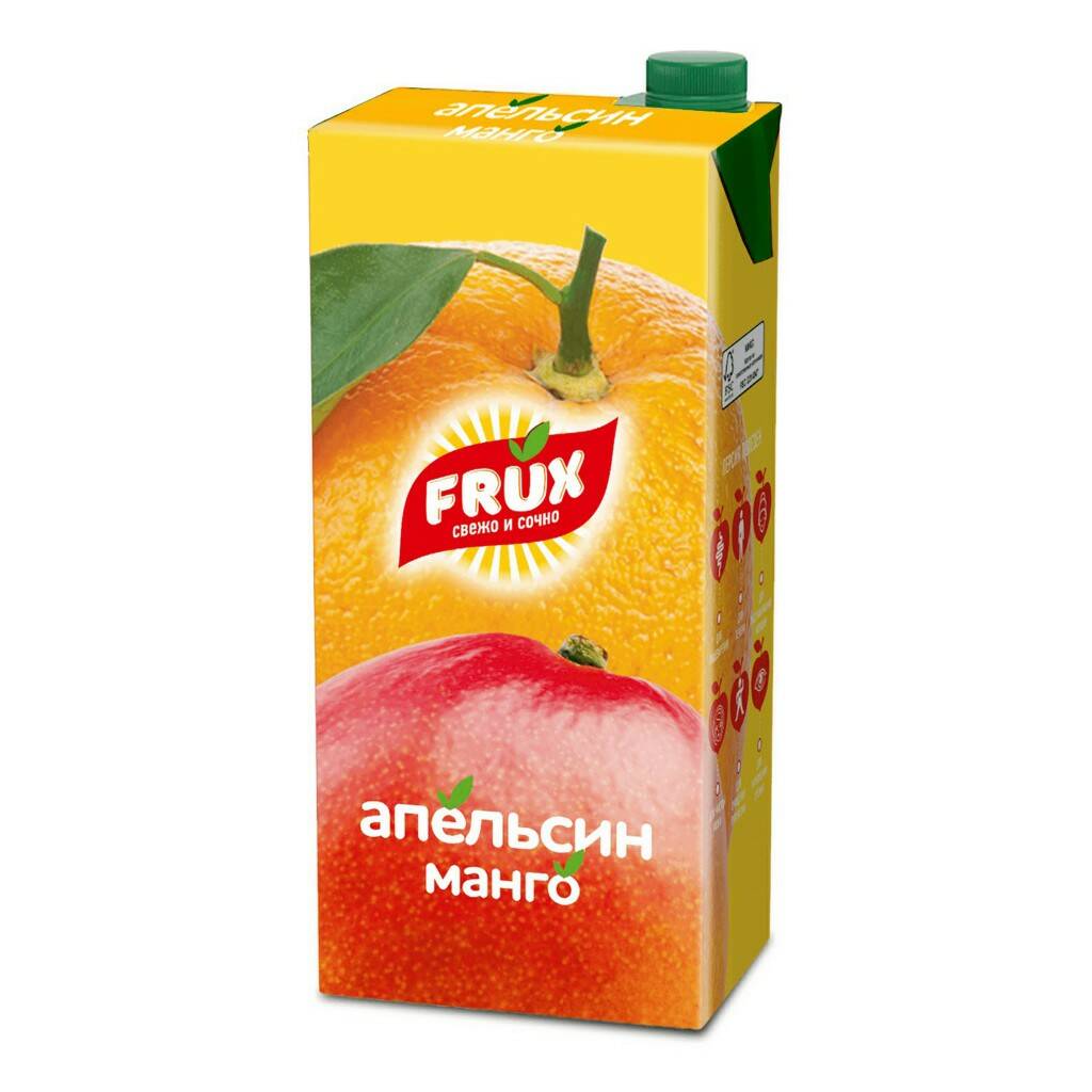 

Напиток Frux сокосодержащий, апельсин-манго, тетра-пак, 1 л