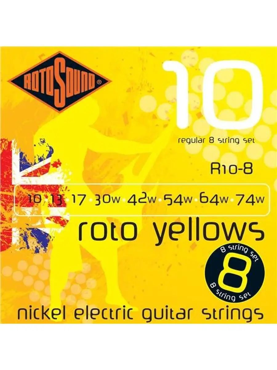 ROTOSOUND R10-8 8 STRING NICKEL SET струны для 8-струнной электрогитары, никелевое покрыти