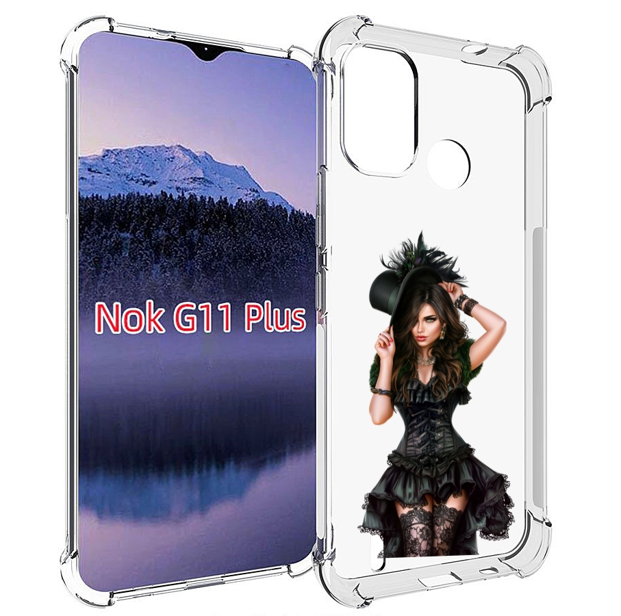 

Чехол MyPads стройная-девушка-в-черном-платье для Nokia G11 Plus, Прозрачный, Tocco