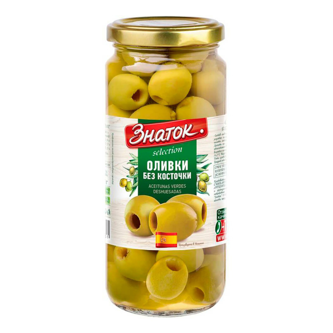 

Оливки Знаток зеленые без косточки 330 г