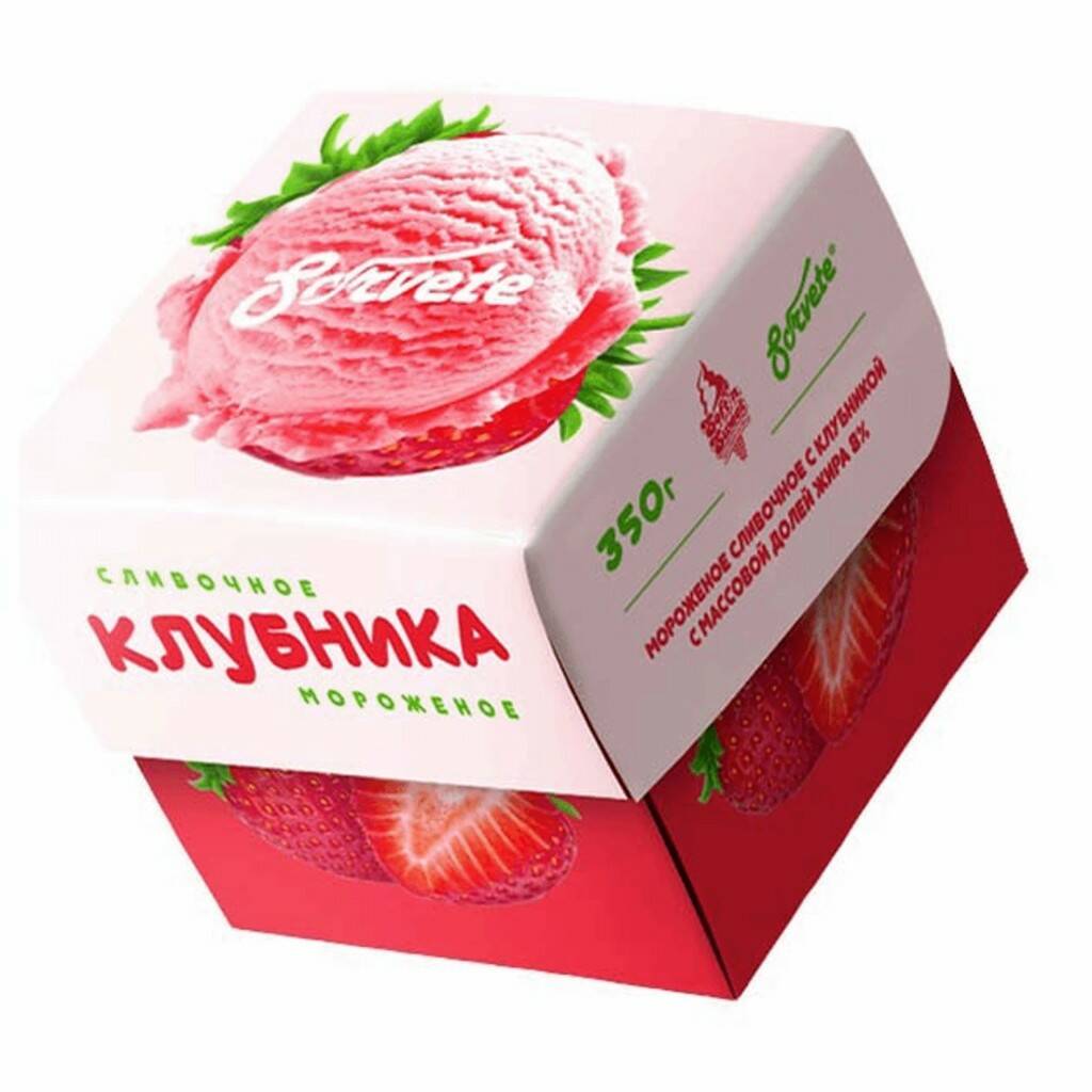 

Мороженое сливочное Sorvete с клубникой 8% 350 г