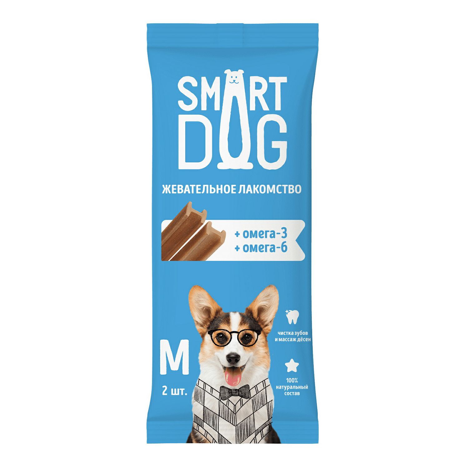 Лакомство Smart Dog с омега 3 и 6 для собак средних пород 36 г
