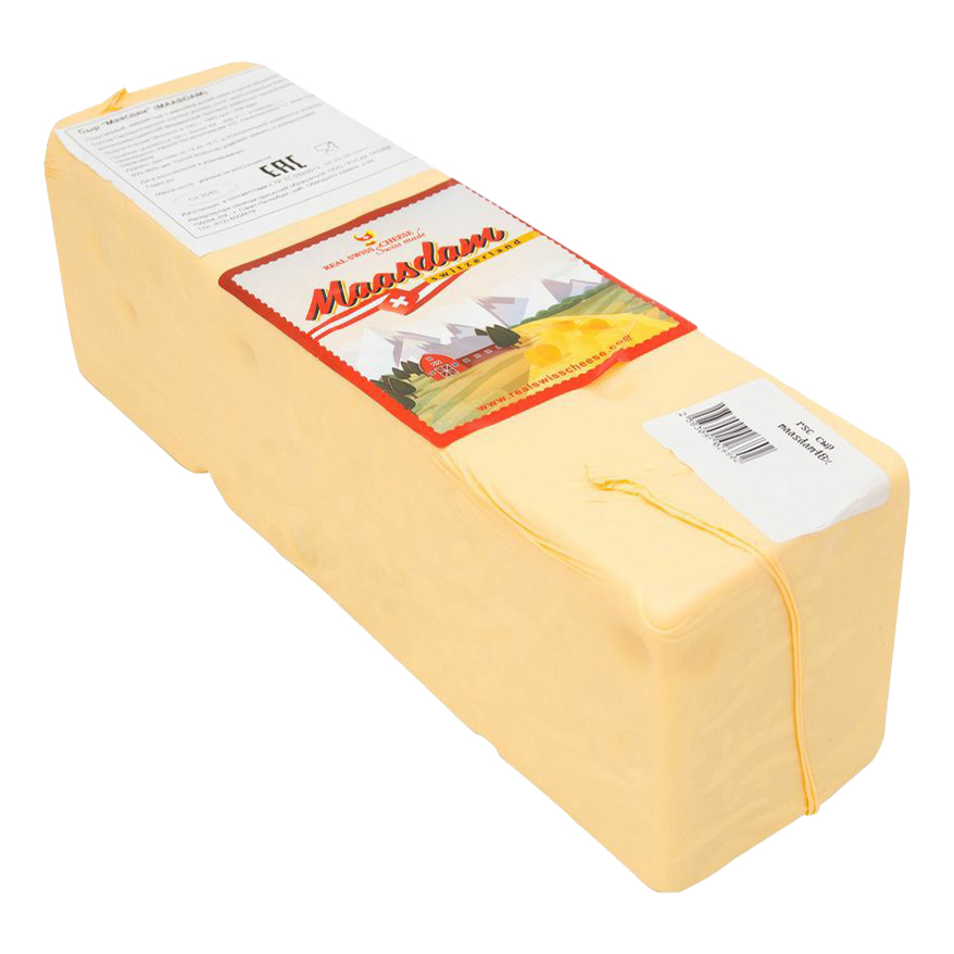 

Сыр полутвердый Real Swiss Cheese Маасдам нарезка 48% 125 г
