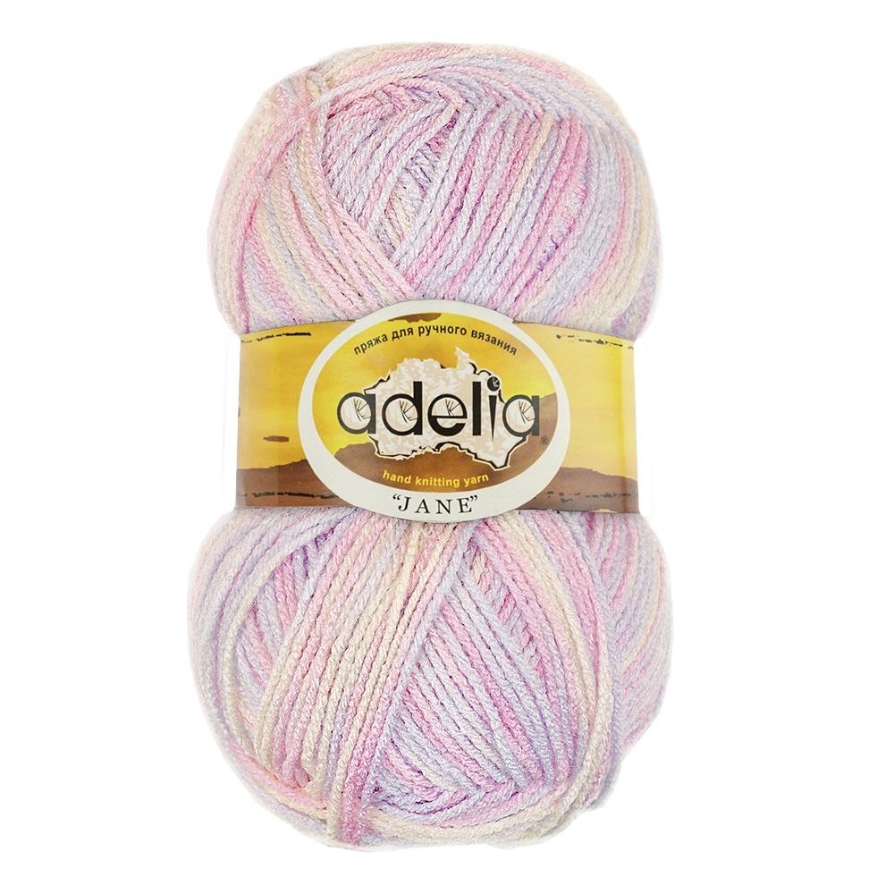 

Пряжа Adelia Jane №04 белый, бледно-голубой, розовый, Jane