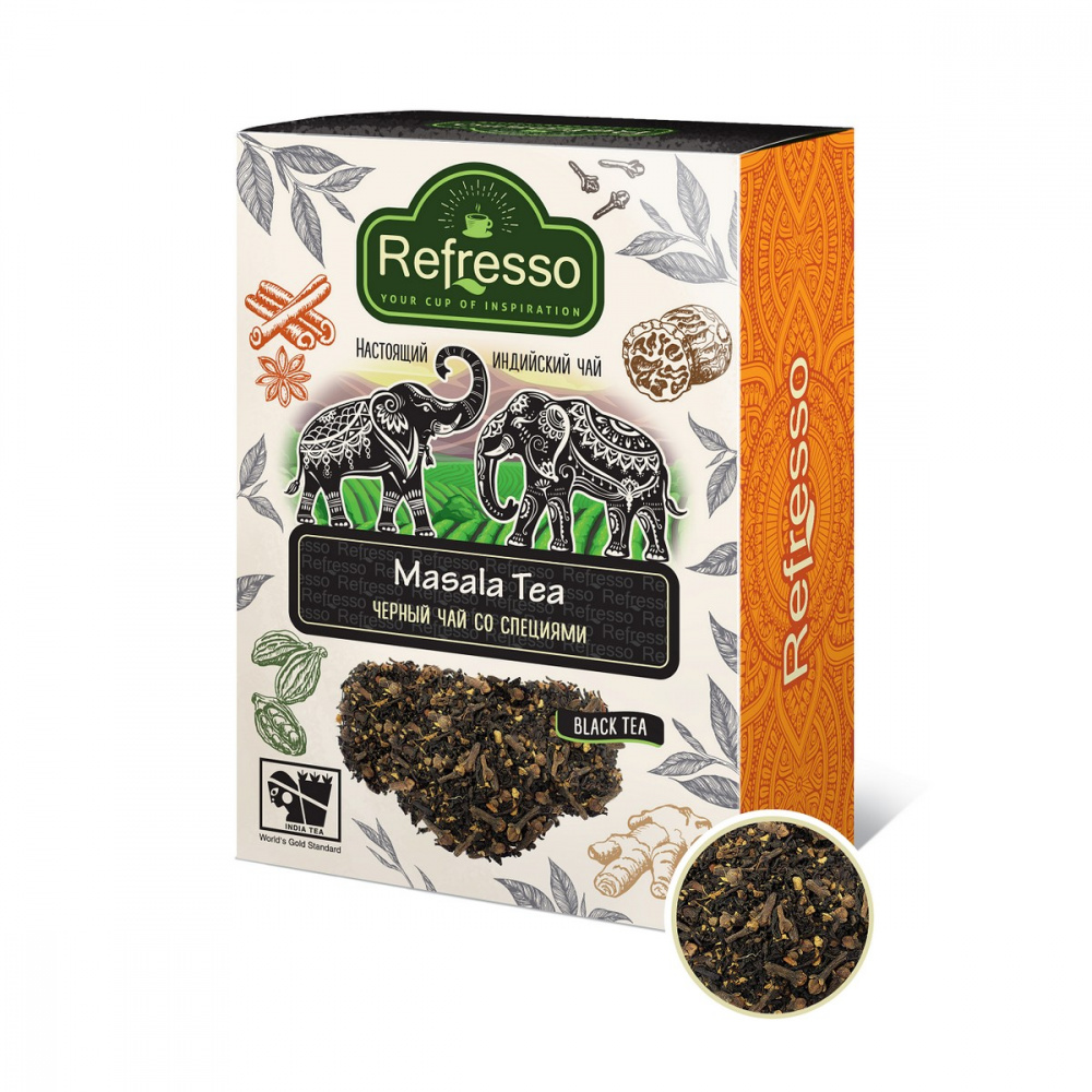 

Чай Refresso "Masala Tea", черный крупнолистовой, с добавками, 100 гр