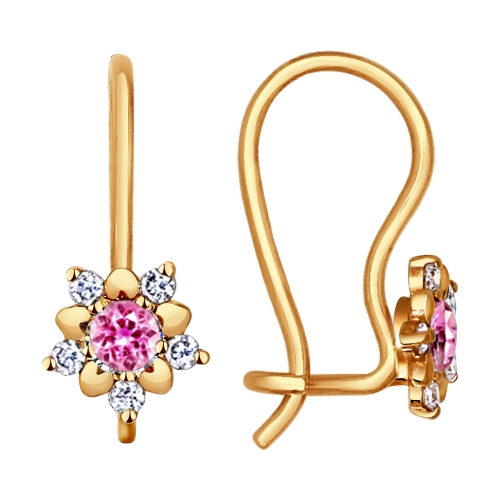 

Серьги из красного золота ЯХОНТ Золотой 30724, фианит, 30724