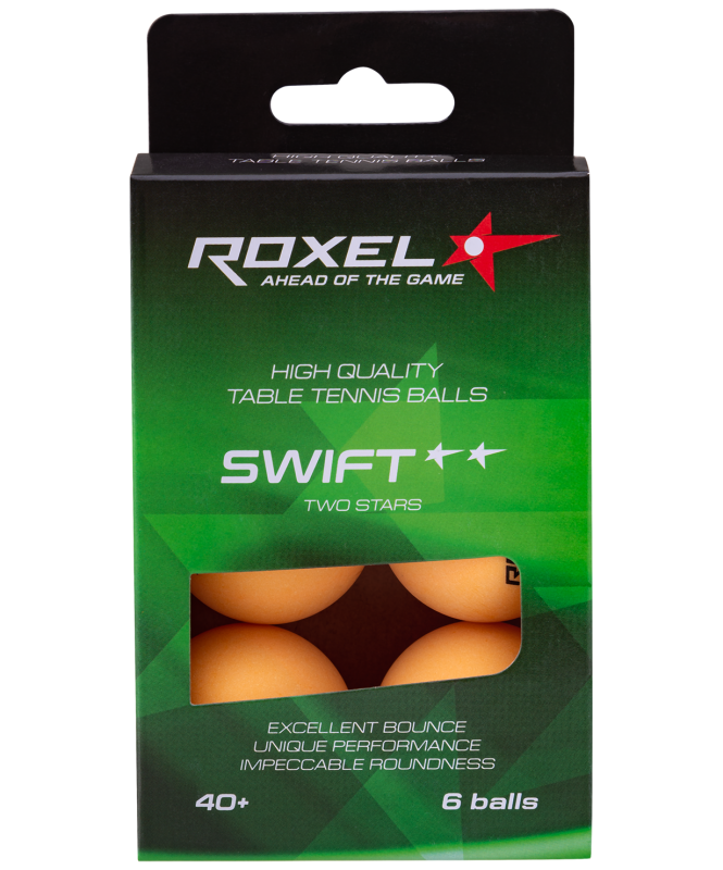 фото Мяч для настольного тенниса 2* swift, оранжевый, 6 шт., roxel