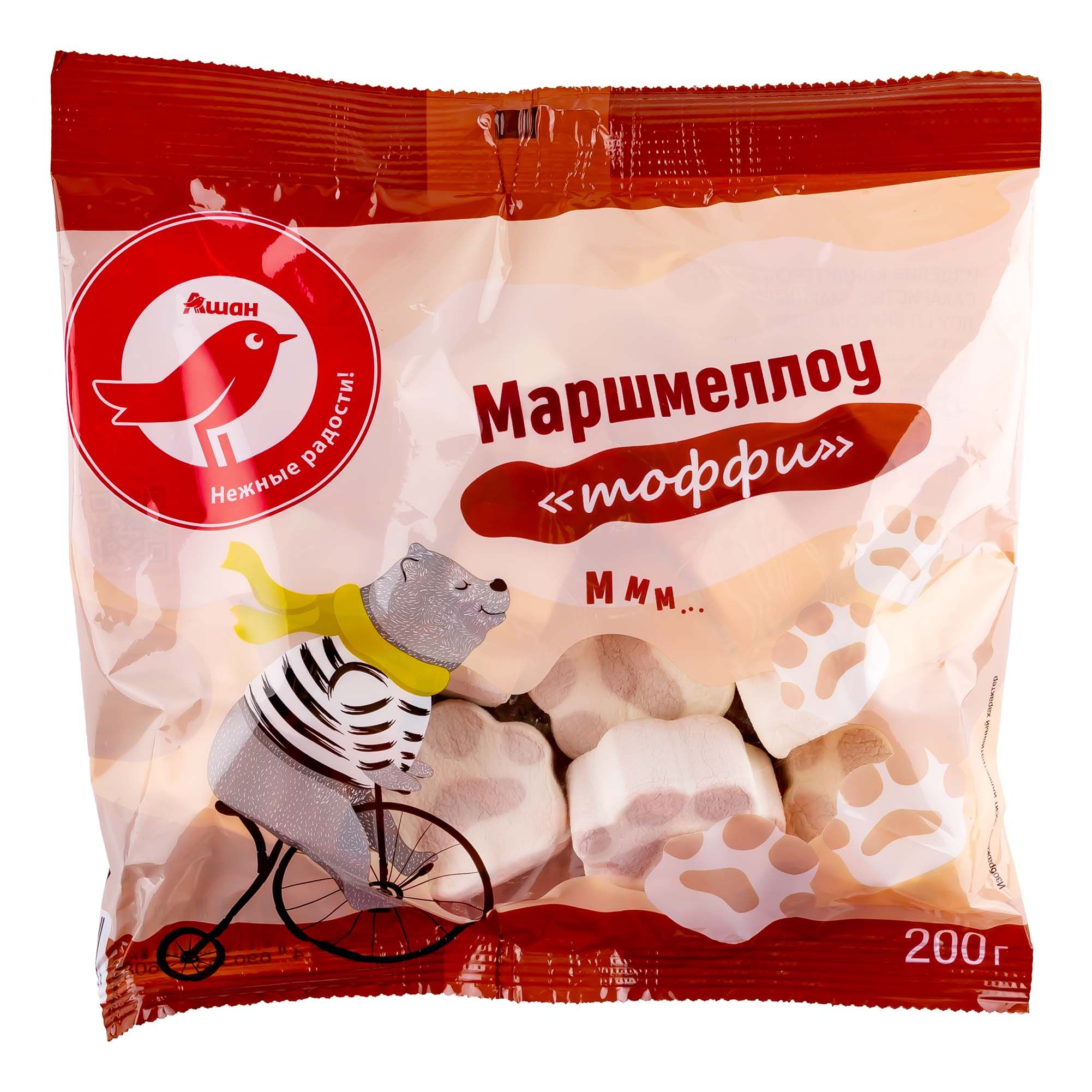 Маршмеллоу АШАН Красная птица со вкусом Тоффи, 200 г