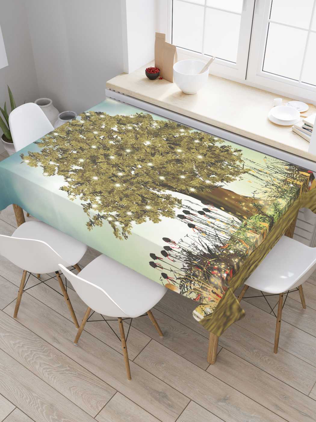 

Скатерть прямоугольная JoyArty "Грибная поляна" из сатена, 180x145 см, Грибная поляна