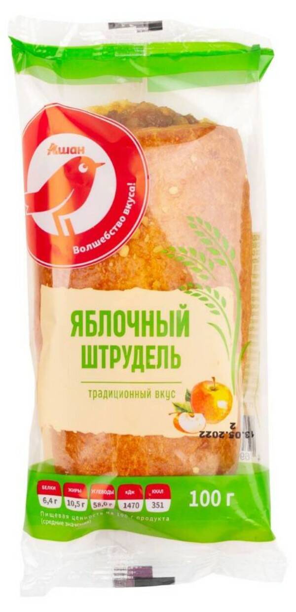 

Штрудель АШАН Красная птица с яблоком 100 г