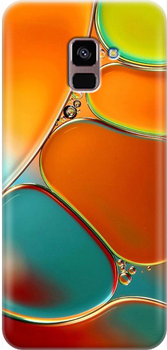 

Чехол на Samsung Galaxy A8+ (2018) "Разноцветные пузырьки", Голубой;оранжевый, 1548