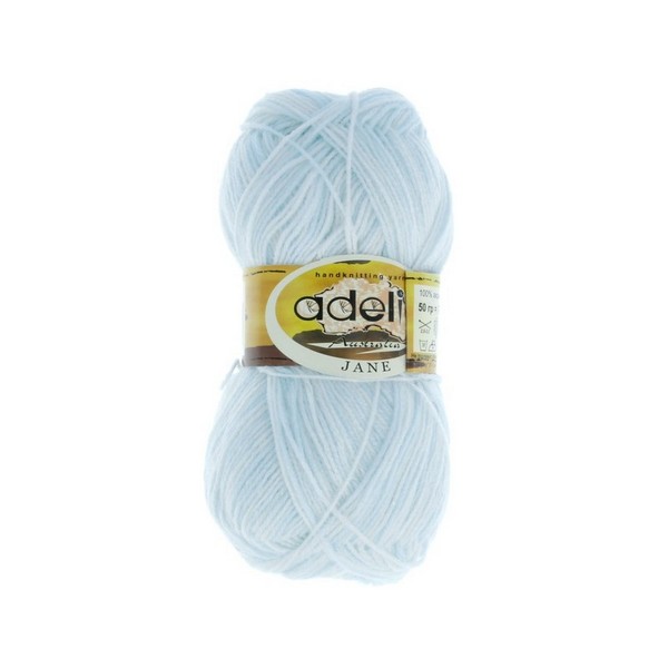 

Пряжа Adelia Jane №01 белый, бледно-голубой, Jane