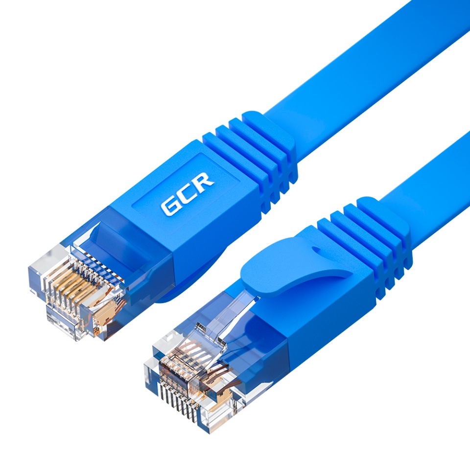 фото Патч-корд gcr gcr-lnc65 плоский 7.5м, utp медь кат.6 синий rj45