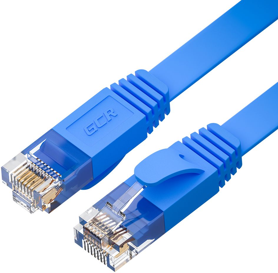 фото Патч-корд gcr gcr-lnc65 плоский 7.5м, utp медь кат.6 синий rj45