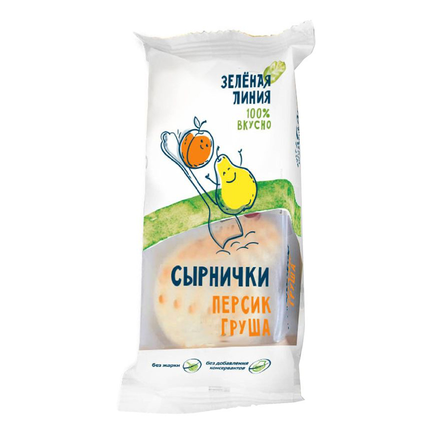 

Сырнички Зелёная линия с грушей и персиком 120 г