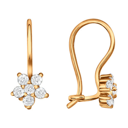

Серьги из красного золота ЯХОНТ Золотой 5345, фианит, 5345