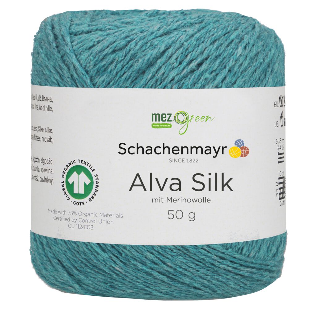 

Пряжа Schachenmayr Alva Silk Альва Силк MEZ 9807001, 00065 turkis, голубой, turkis (бирюза),голубой,00065