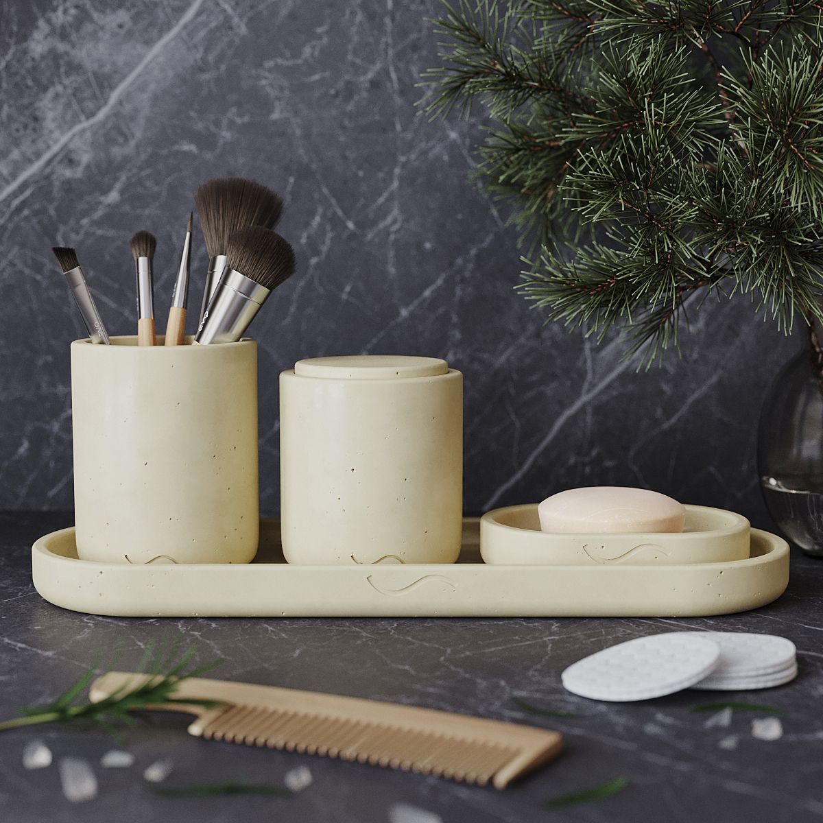 

Набор для ванной MUSKO Astrid 14 бетон кремовый глянцевый