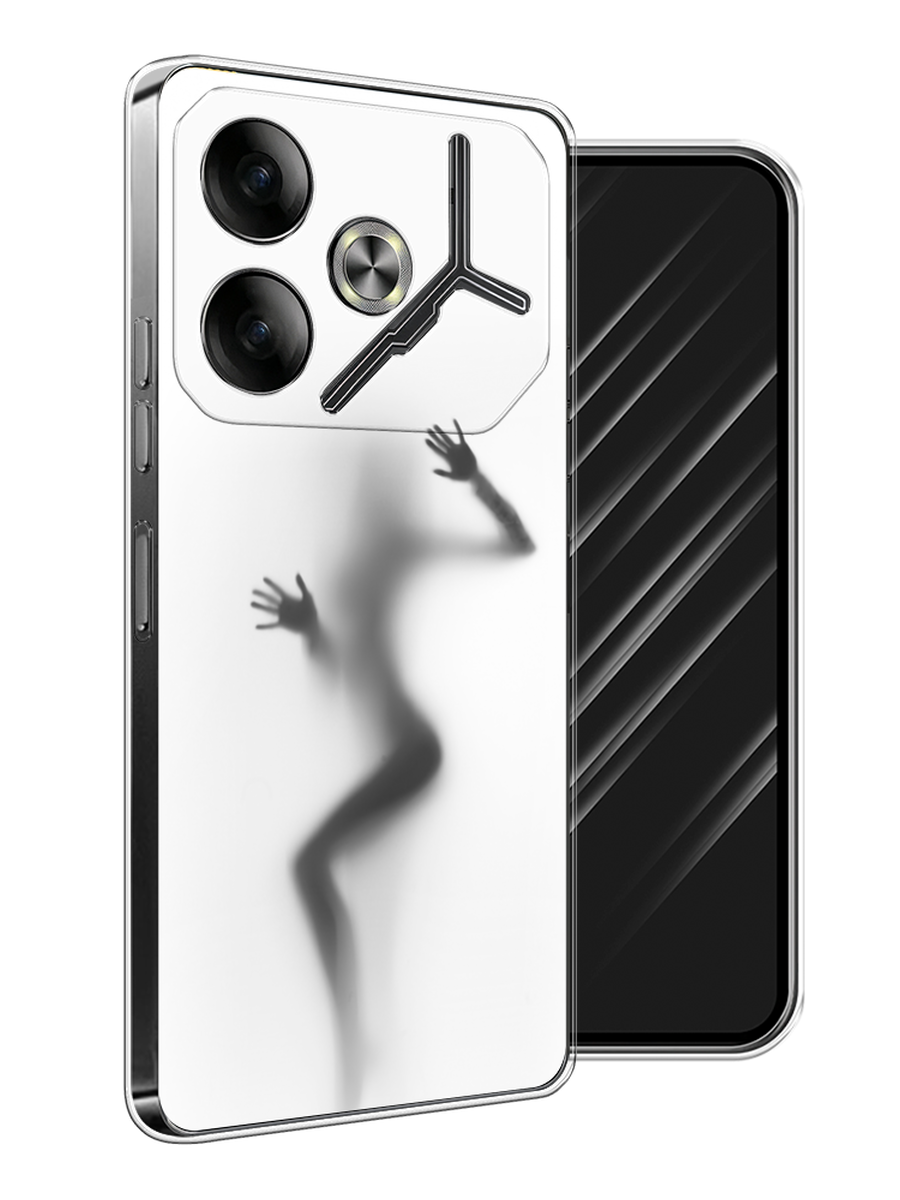 

Чехол Awog на Tecno Pova 6 "Девушка в душе", Серый;белый;черный, 305350-1