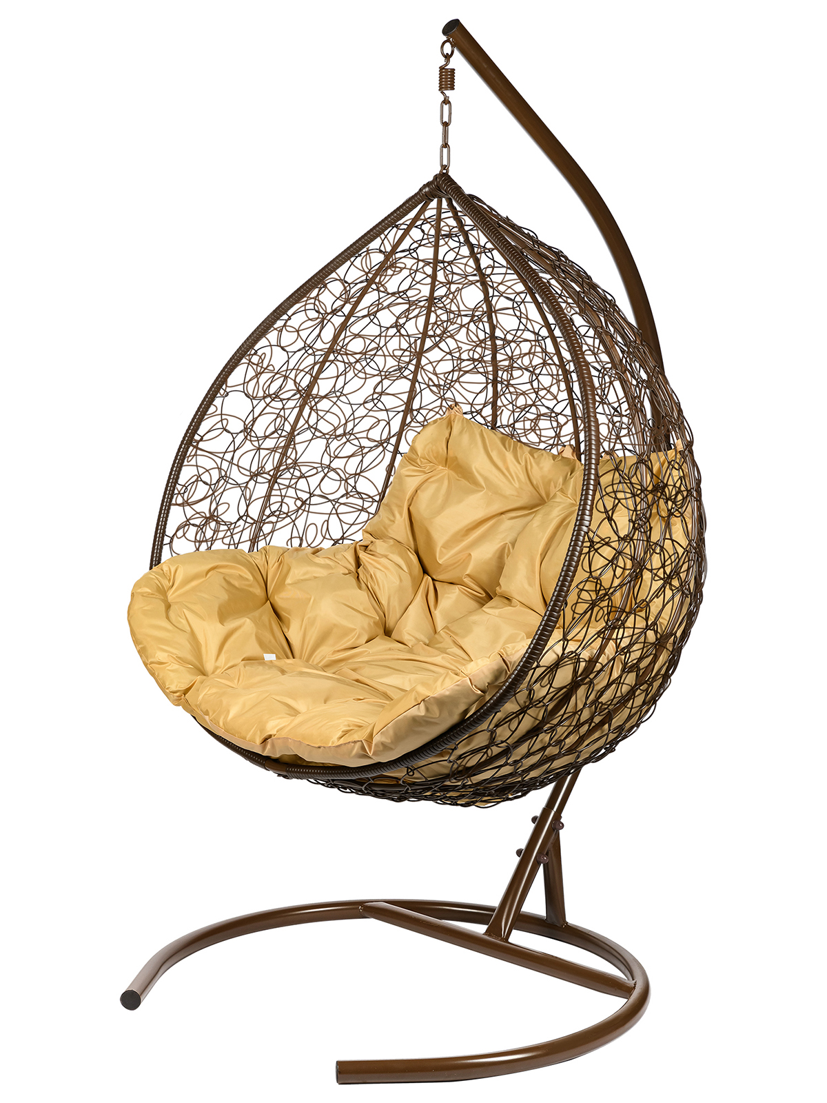 фото Подвесное кресло bigarden gemini коричневое со стойкой коричневая подушка