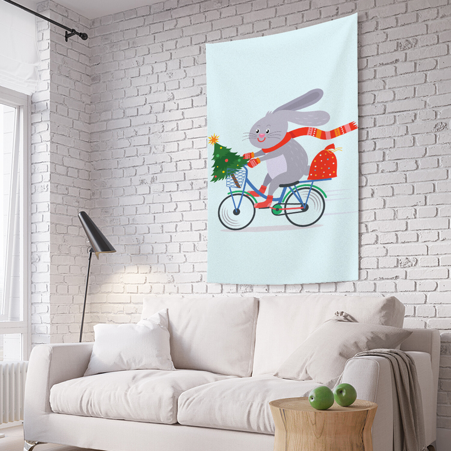 

Вертикальное фотопанно на стену JoyArty "Зайка с подарками" из ткани 100х150 см, Зайка с подарками