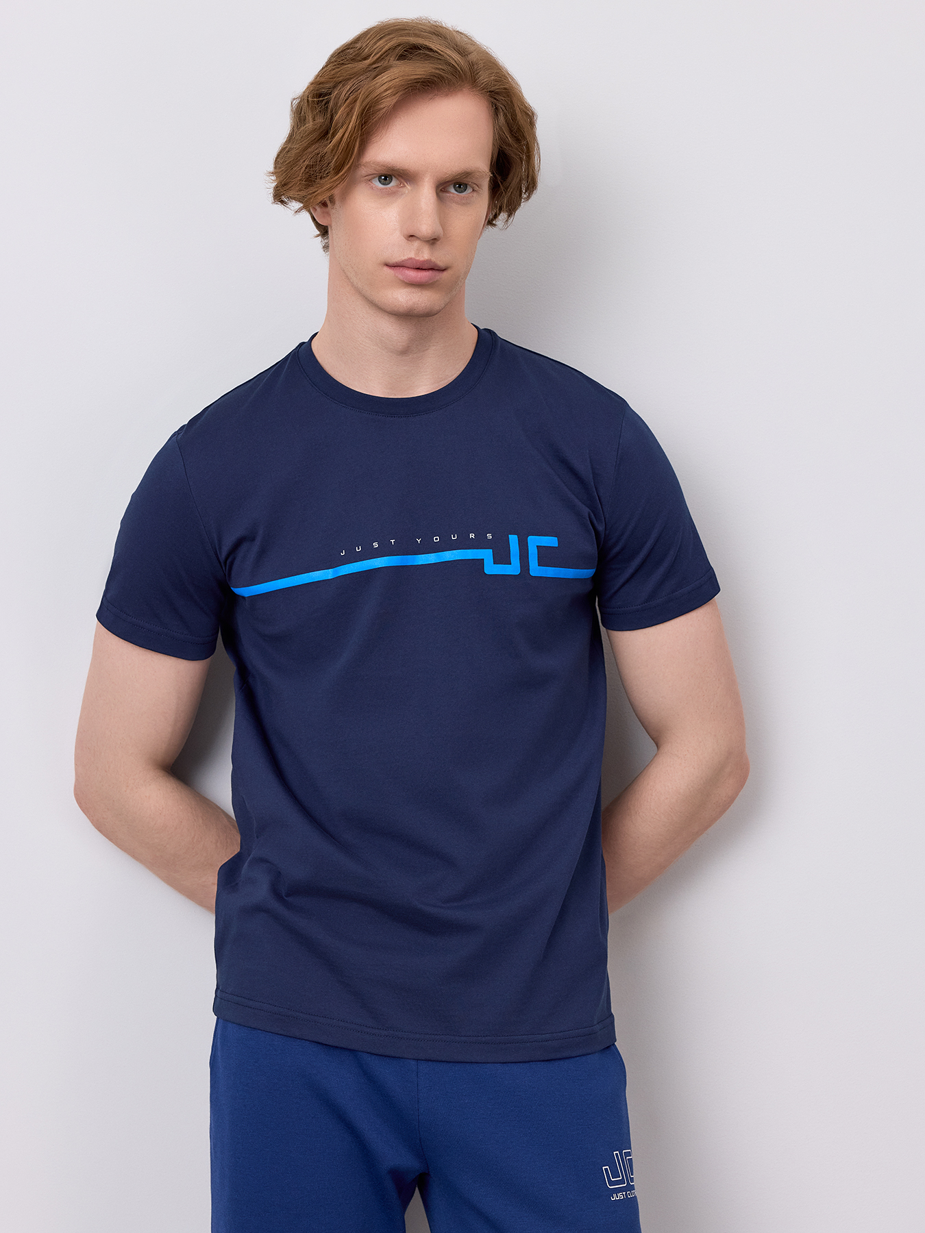 

Футболка мужская Just Clothes 000000429 синяя 52 RU, Синий, 000000429