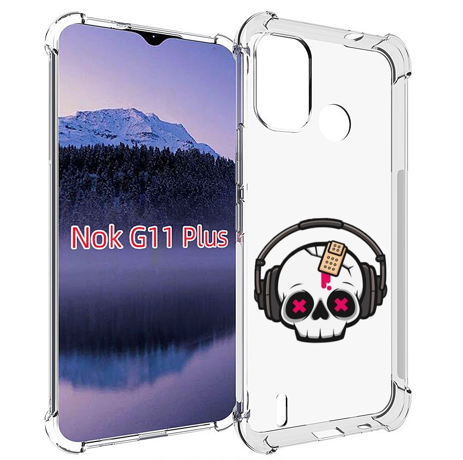 

Чехол MyPads черепок в наушниках для Nokia G11 Plus, Прозрачный, Tocco