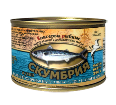

Скумбрия Мамоновский рыбоконсервный комбинат Дальневосточная натуральная в масле 250 г