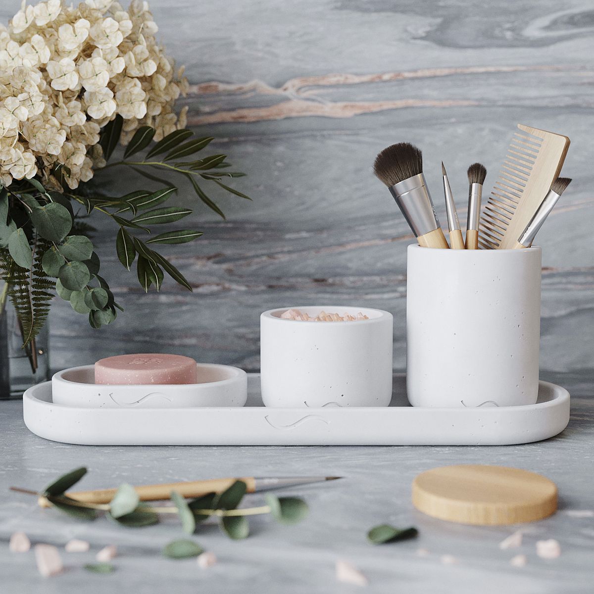 

Набор для ванной MUSKO Astrid 15 бетон белый глянцевый