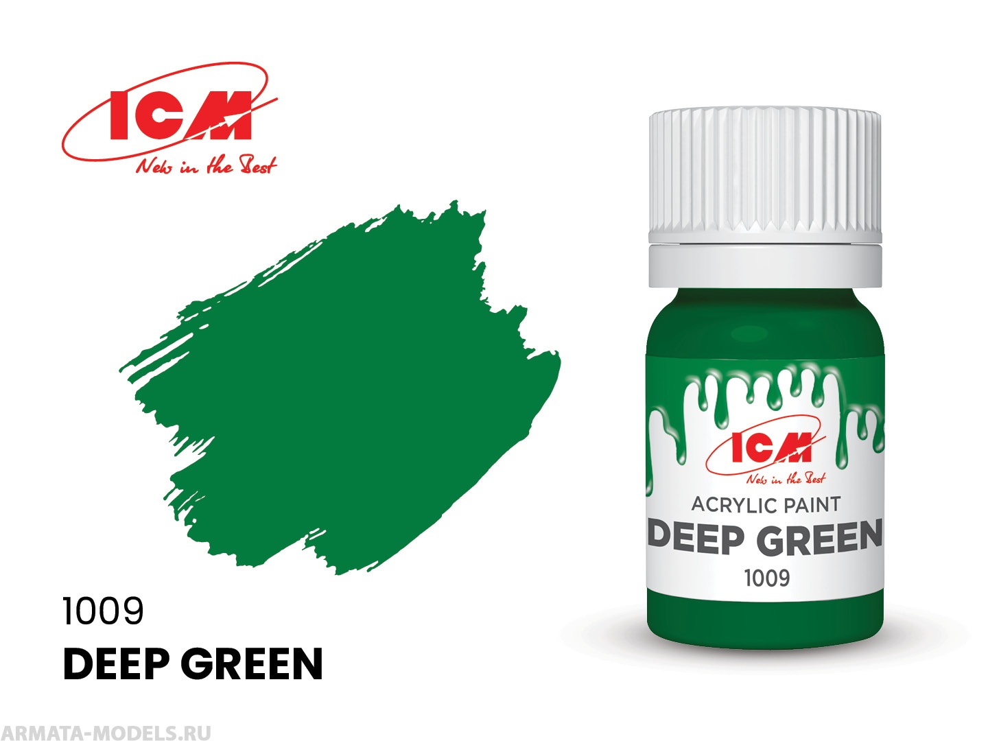 фото C1009 краска для творчества, 12 мл, цвет темно-зеленыйdeep green icm-color