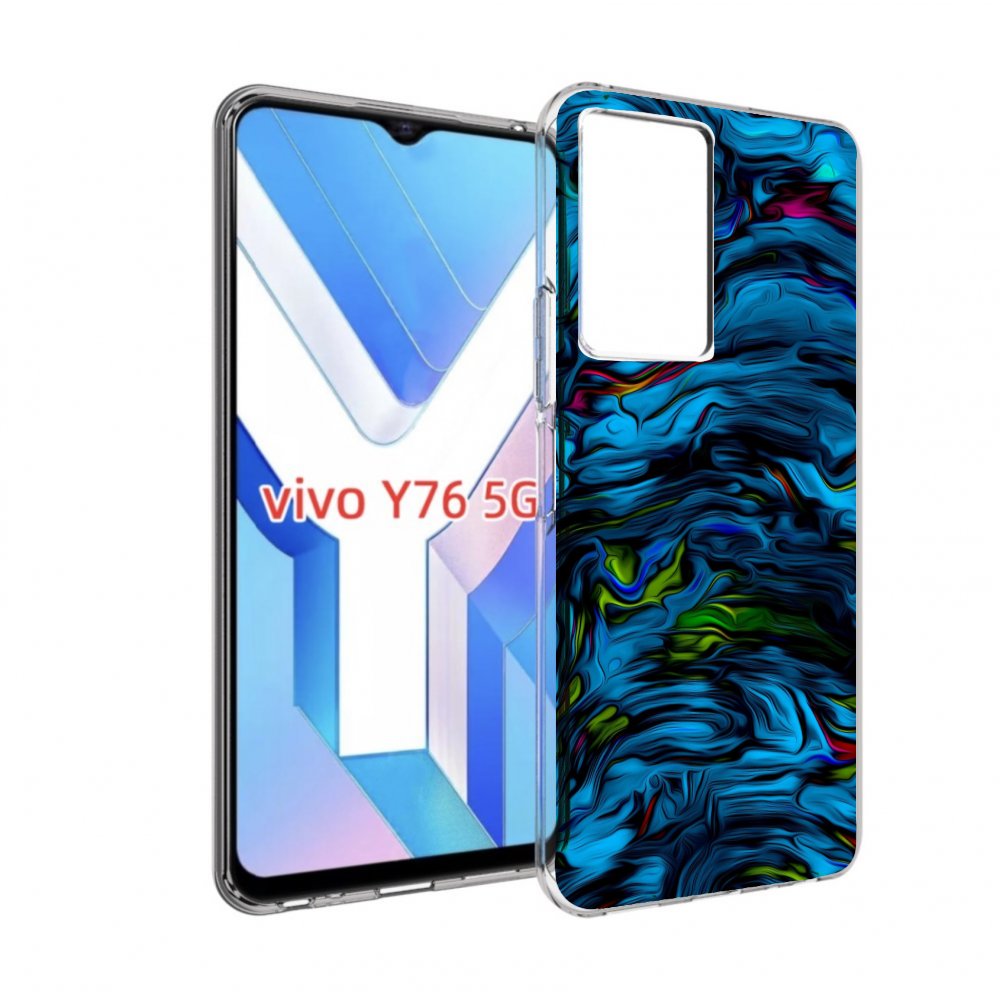 

Чехол MyPads голубая краска в темноте для Vivo Y76 5G, Прозрачный, Tocco