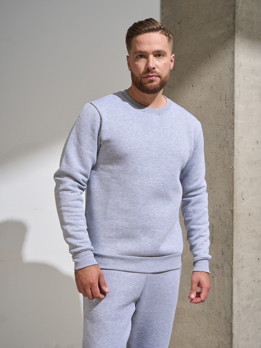 Свитшот унисекс Uzcotton Premium с начесом серый 50-52 RU 1235₽