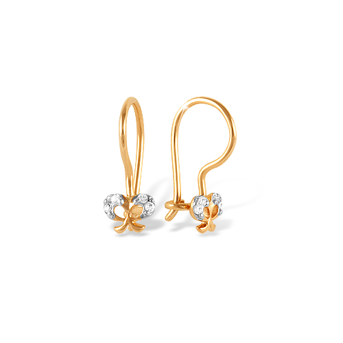 

Серьги из красного золота ЯХОНТ Золотой 87655, фианит, 87655