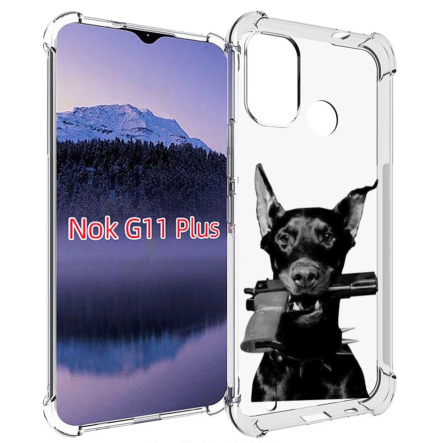 Чехол MyPads доберман с пистолетом для Nokia G11 Plus