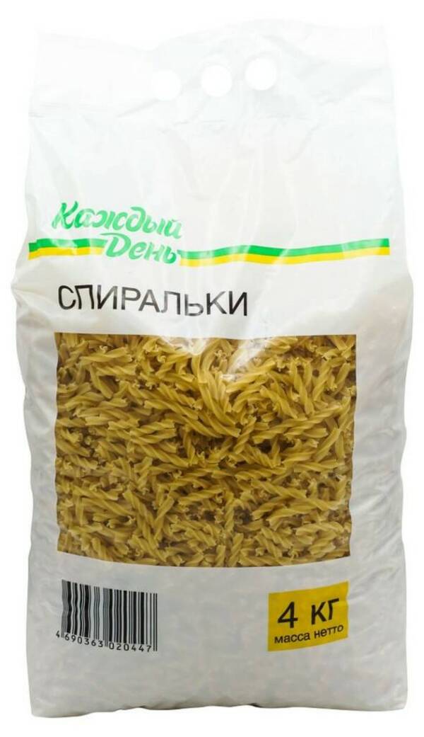 

Макаронные изделия Каждый День Спиральки 4 кг