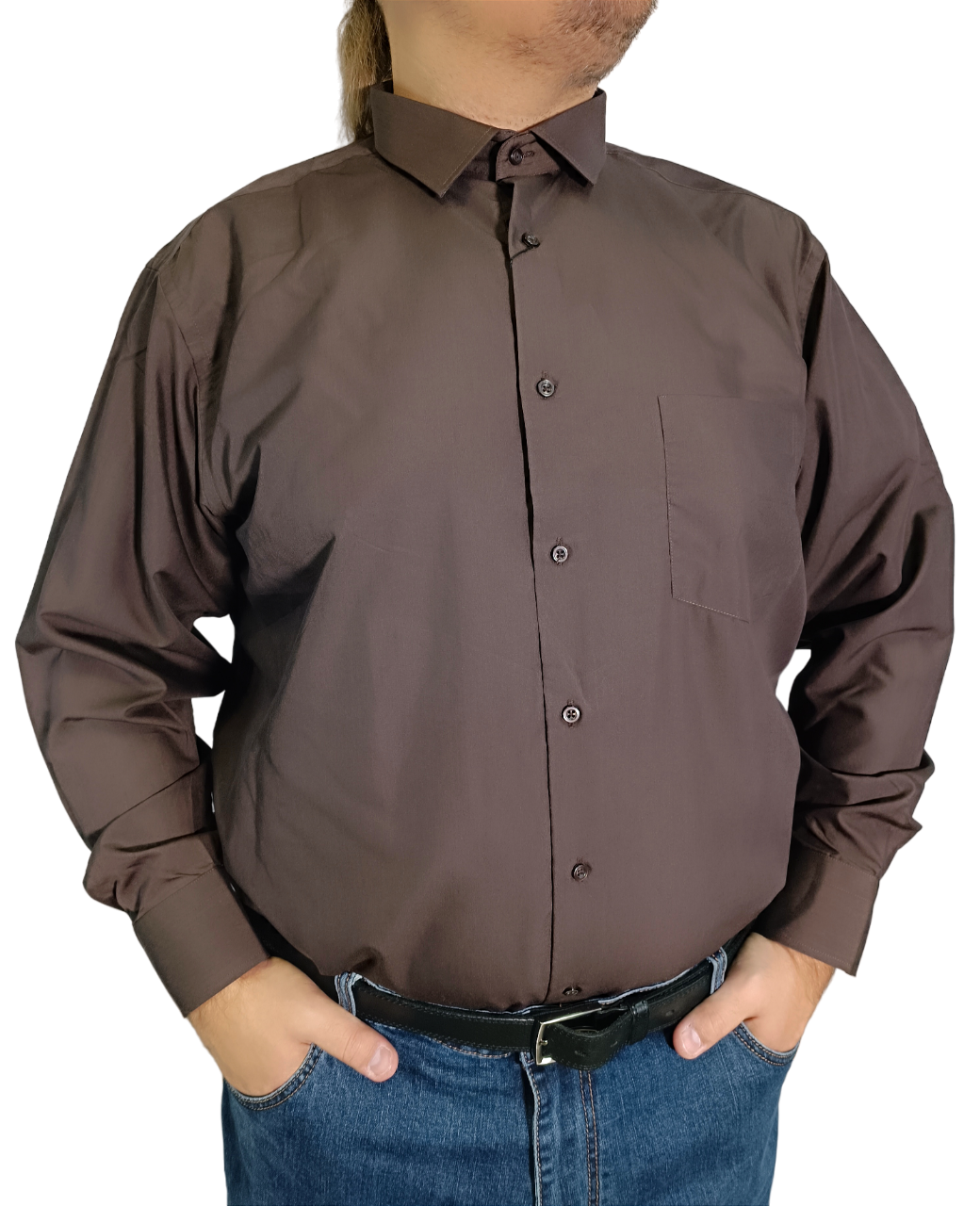 Рубашка мужская Barcotti 13523 коричневая 3XL