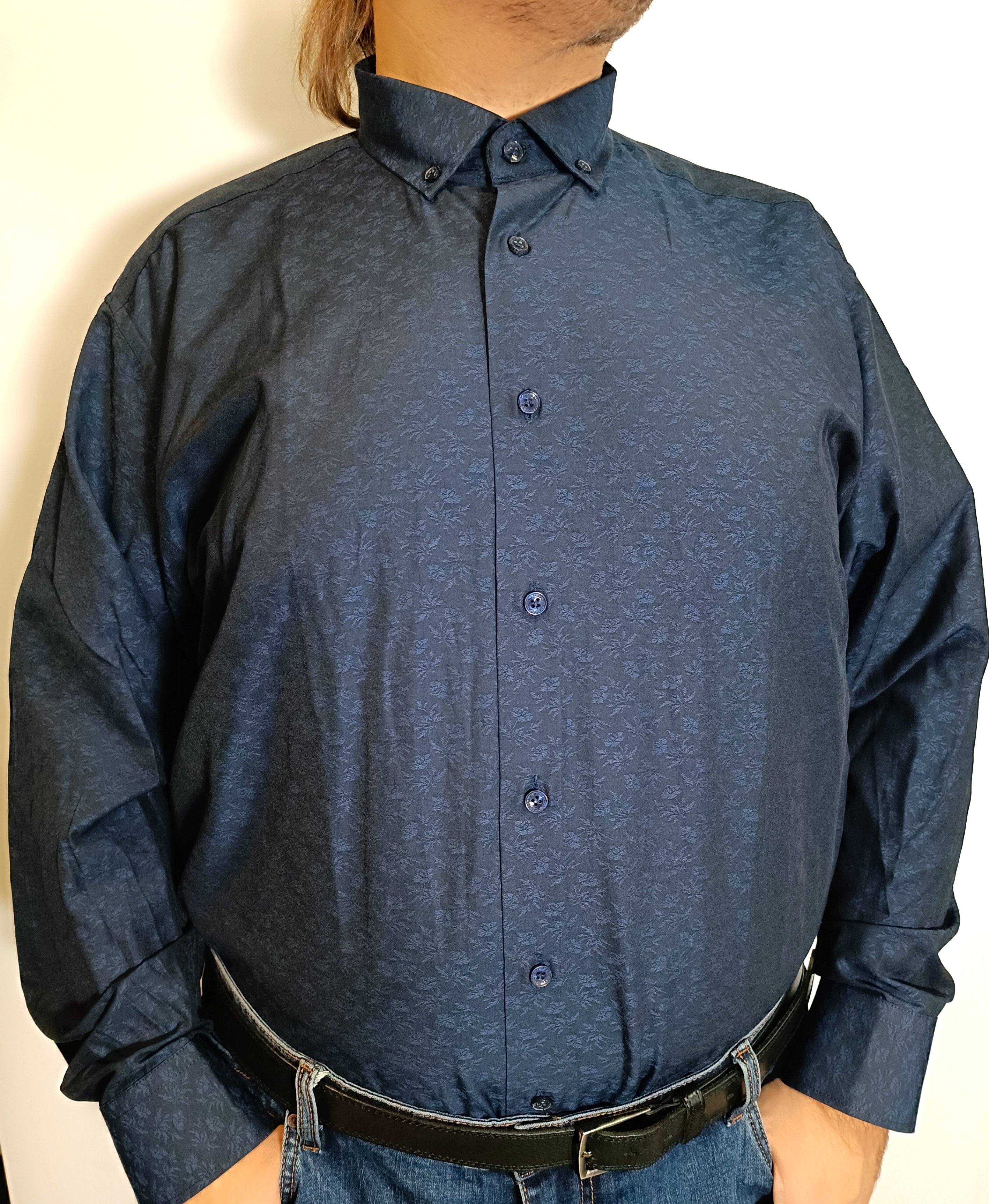 Рубашка мужская Castelli 16314 синяя 6XL
