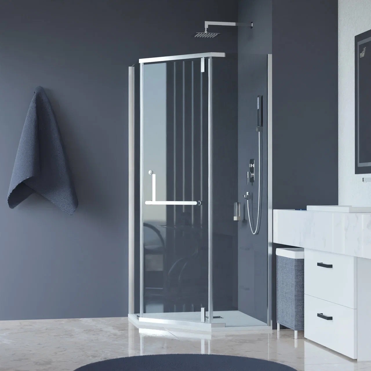 

Душевой уголок RGW Hotel HO-081 90x90x195 см, профиль хром, стекло прозрачное 350608199-11, 350608199-11