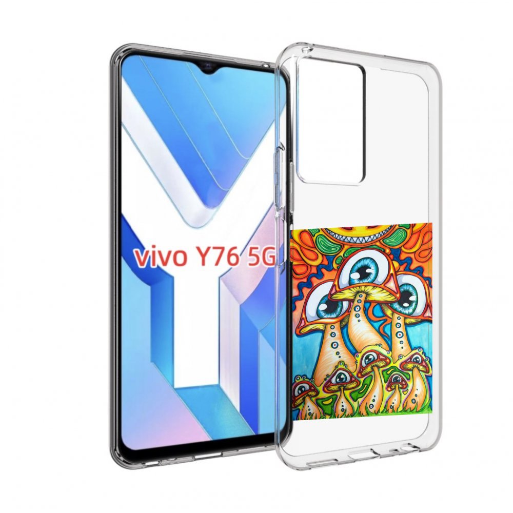 

Чехол MyPads грибы с глазами для Vivo Y76 5G, Прозрачный, Tocco