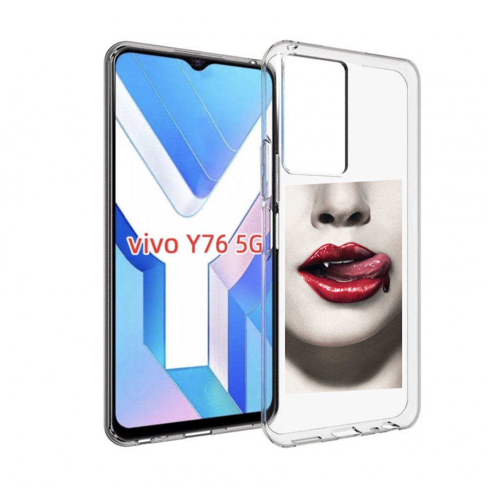 

Чехол MyPads губы-вампирши для Vivo Y76 5G, Прозрачный, Tocco