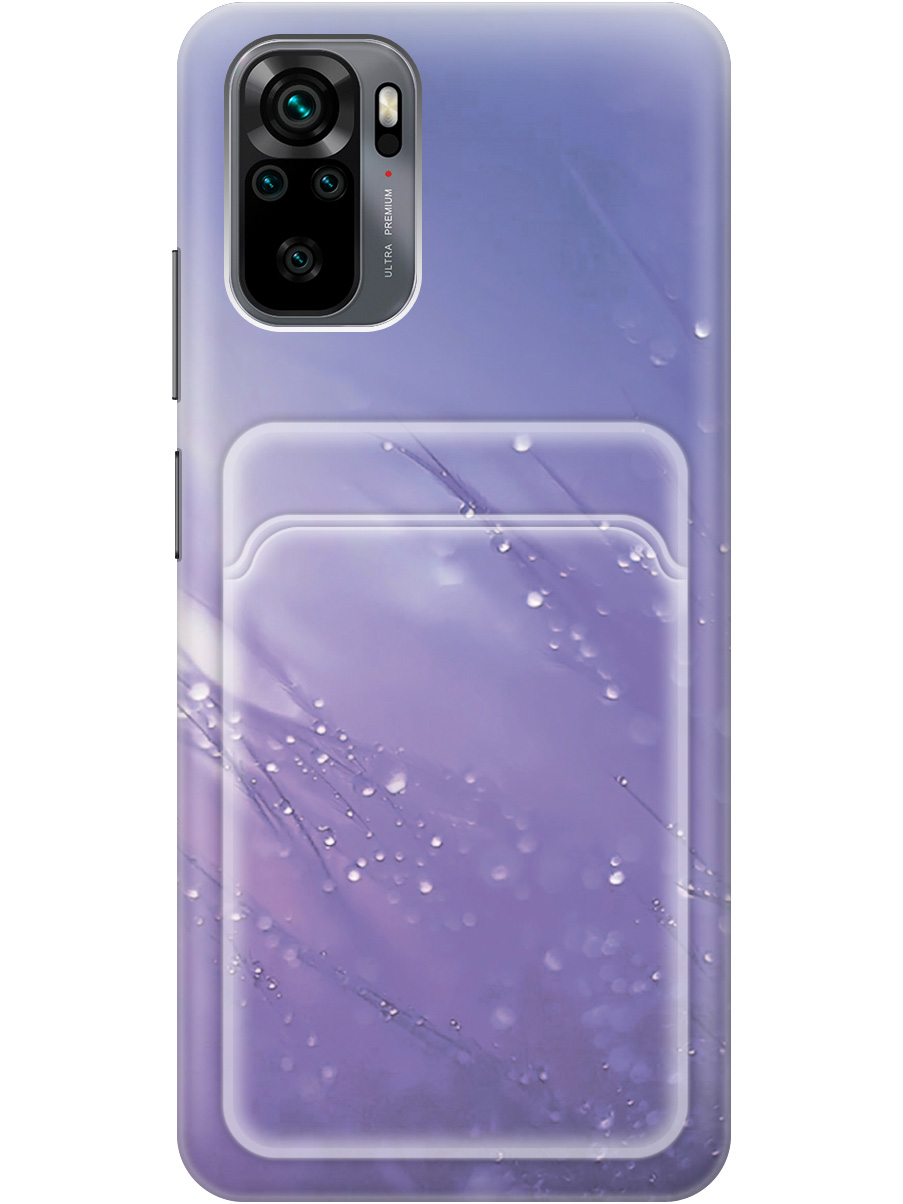 

Чехол на Xiaomi Redmi Note 10 / Note 10S / Poco M5s "Капли на синей траве", Белый;синий, 20012069